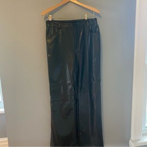Wide leg vegan leather pants